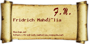 Fridrich Mahália névjegykártya
